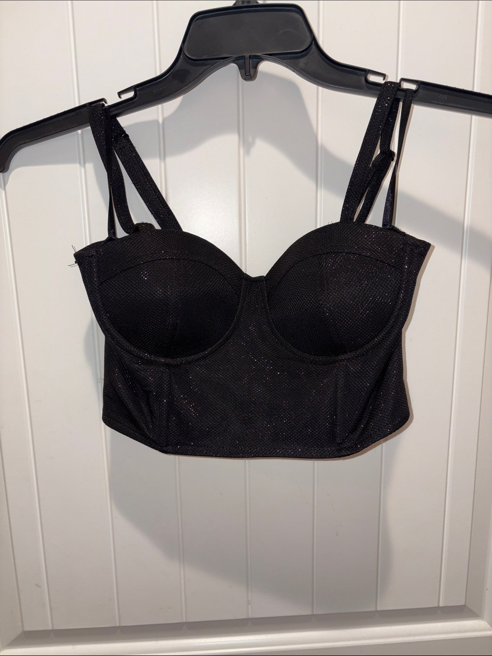 Charlotte Russe Black Glitter Bustier Top